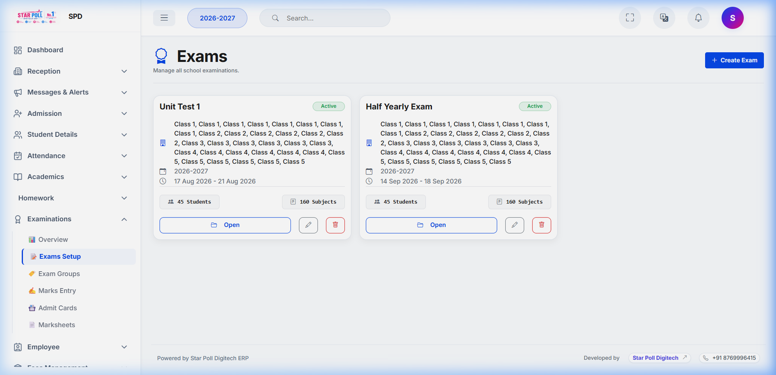 Star Poll ERP Examination Screenshot